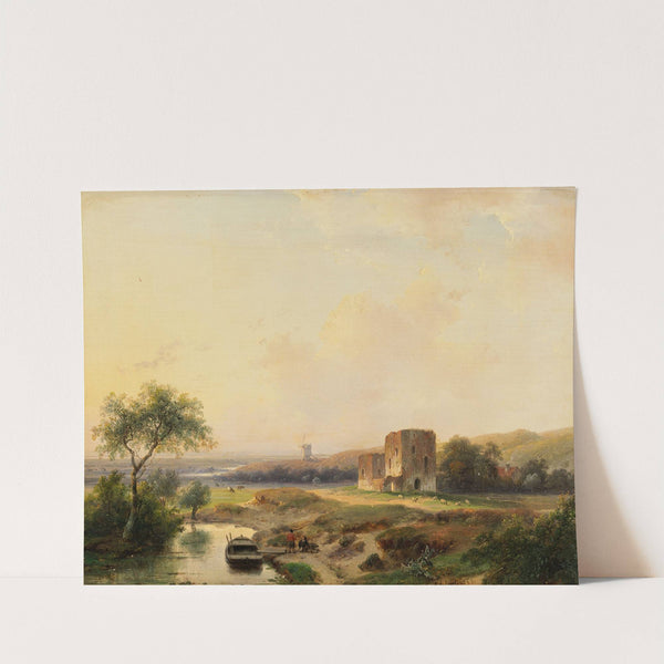 River landscape near Haarlem with windmill and the ruins of Brederode (1839) by Andreas Schelfhout