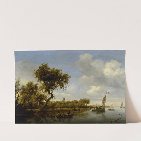 River Landscape with a Church in the Distance by Jacob Salomonsz. van Ruysdael