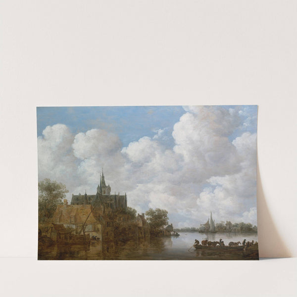 River landscape with a ferry and a church (1656) by Jan van Goyen