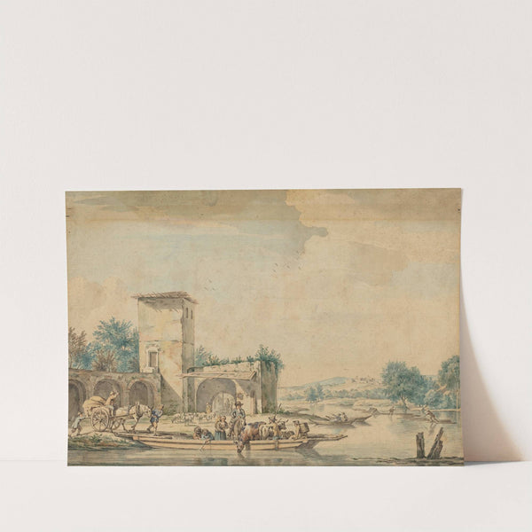 River Landscape with a Ferry Boat by Wigerus Vitringa