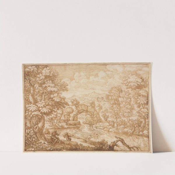 River Landscape with Arched Rock (1600s) by Crescenzio di Onofrio