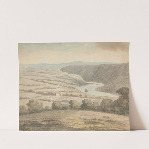 River Landscape with Boats by Edward Francis Burney