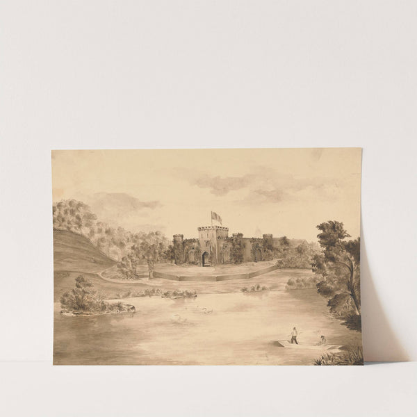 River Landscape with Castle by Edward Francis Burney