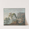River Landscape with Castles and Fishermen by Baron Louis-Albert-Guillain Bacler d'Albe