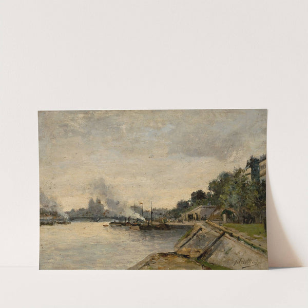 River Landscape with City View across the Water by Jules Petillion