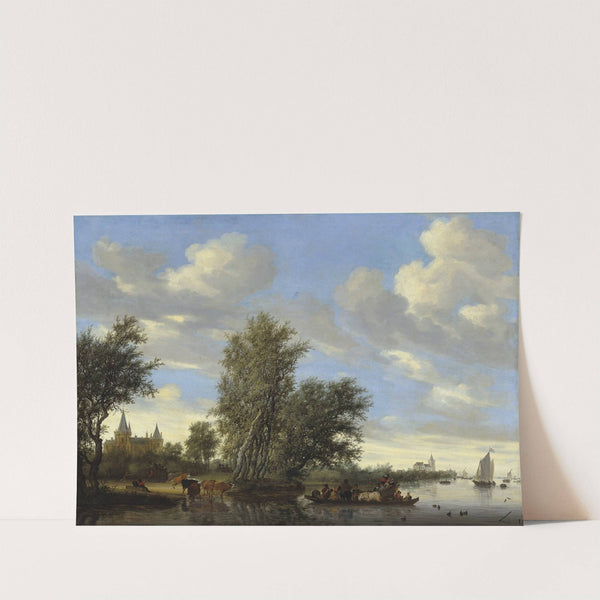 River Landscape with Ferry by Jacob Salomonsz. van Ruysdael