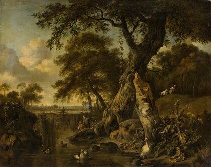 River Landscape with Fisherman and Hunter