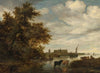 River Landscape With Fishermen And Cattle, The Grote Kerk Of Alkmaar Beyond
