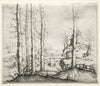 River Landscape with Five Bare Spruce Trees in the Foreground (1549)