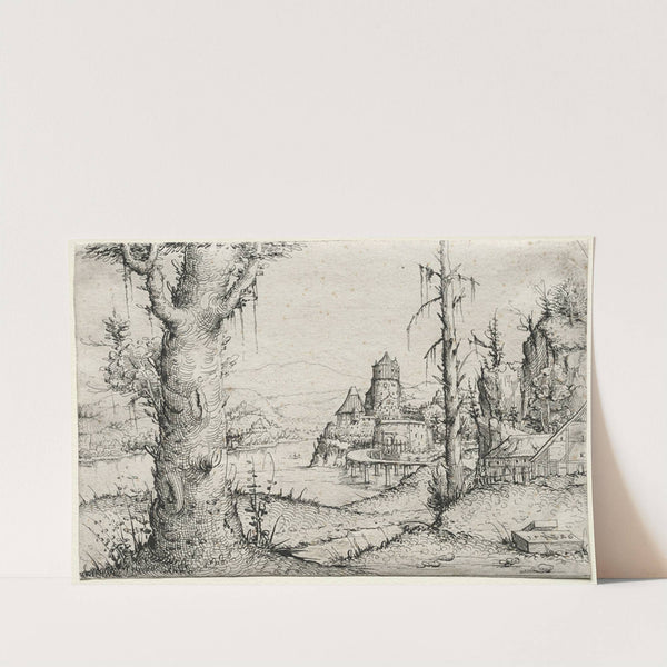 River Landscape with Large Tree at Left (1546) by Augustin Hirschvogel