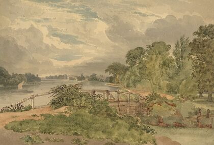 River Landscape with Lock in Foreground