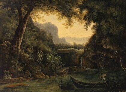 River Landscape with Nude Mariner