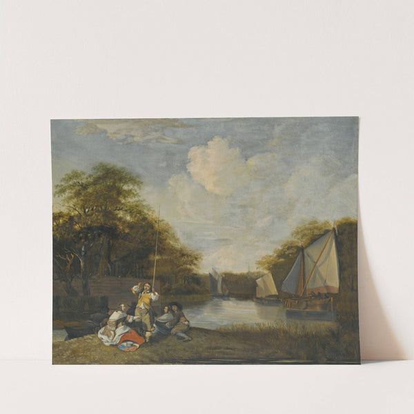 River Landscape With Party Fishing by Jacob Esselens