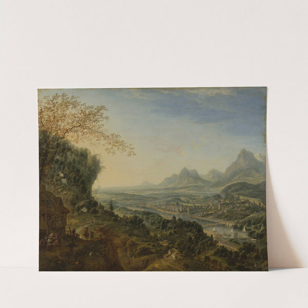 River Landscape with Rhine Motifs and Troops Passing by Jan Griffier