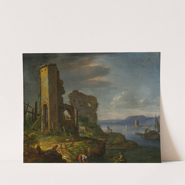 River Landscape With Ruins, Boats And Figures by Herman Saftleven