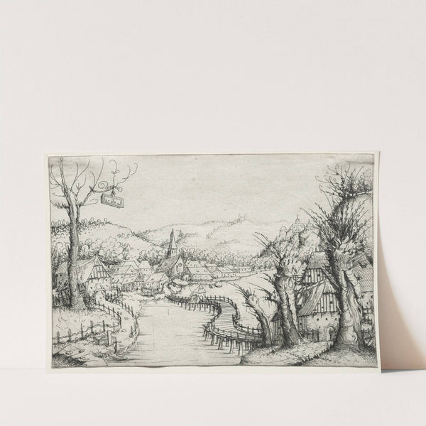 River Landscape with Three Bare Willow Trees at Right (1546) by Augustin Hirschvogel