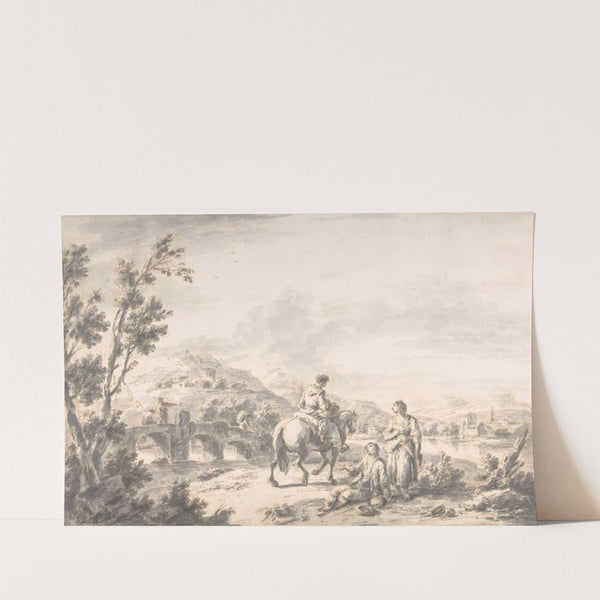 River Landscape with Two Mendicants and Other Figures by Giuseppe Zais