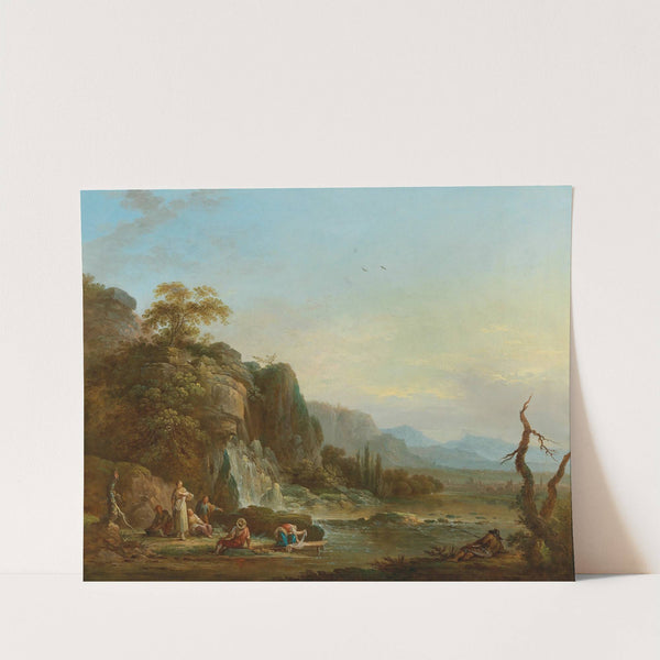 River landscapes with figures by Jean Baptiste Claudot
