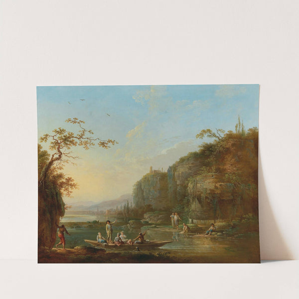 River landscapes with figures by Jean Baptiste Claudot