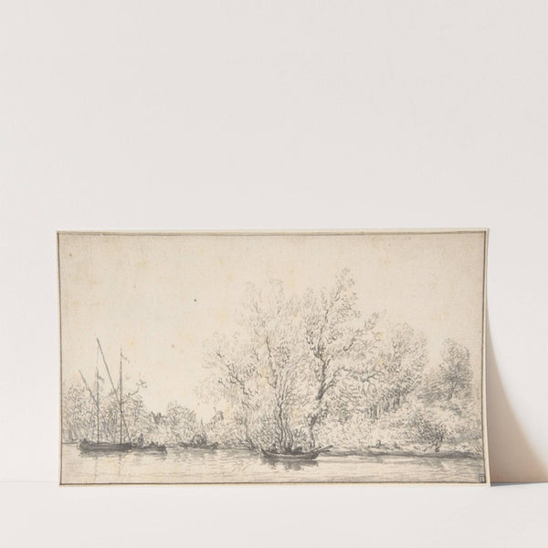 River Scene with Boats before a densely Wooded Bank (17th century) by Salomon van Ruysdael