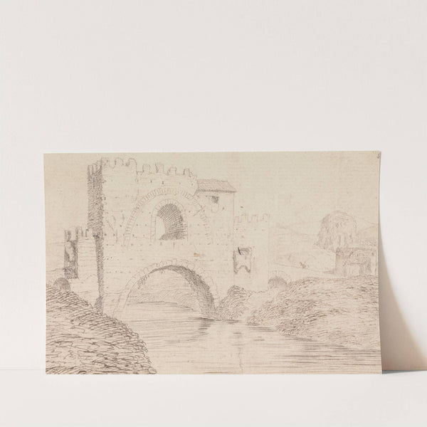 River, with Stone Covered Bridge, and Arched Window by Henry Swinburne