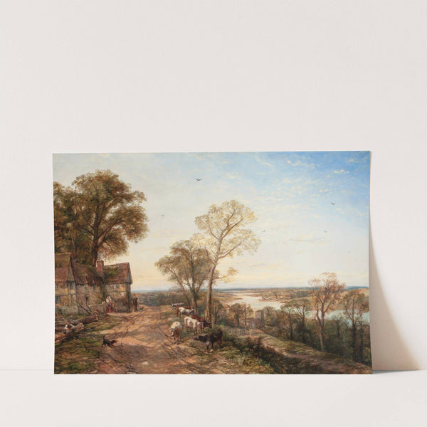 Riverscape with cottage and grazing cattle, near Bala, North Wales by Thomas Creswick