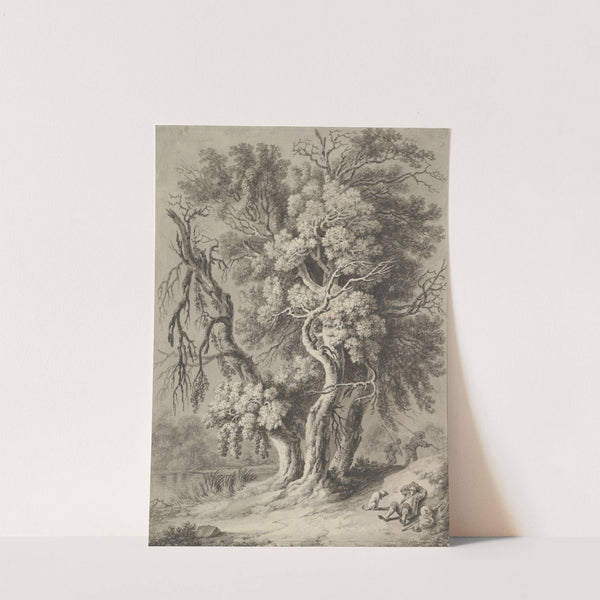 Riverscape with Hikers and a Dog by Heinrich Theodor Wehle