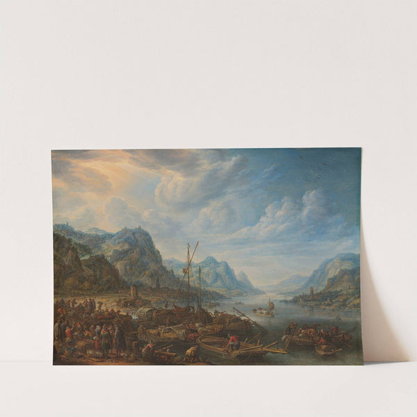 Riviergezicht met aanlegplaats (1678) by Herman Saftleven