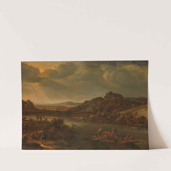 Riviergezicht met veerpont (1655) by Herman Saftleven