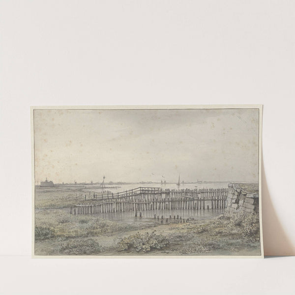 Rivierlandschap met palissaden by Joannes Dijkhoff jr.