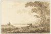 Rivierlandschap met rustend vee