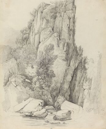 Rock Cliffs above a Stream