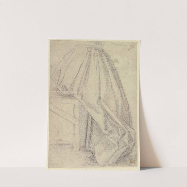 Rock einer Frau, die auf einem Schemel sitzt by Hans Brosamer