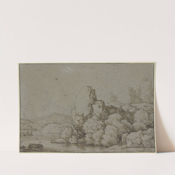 Rock section by the water by Allaert van Everdingen