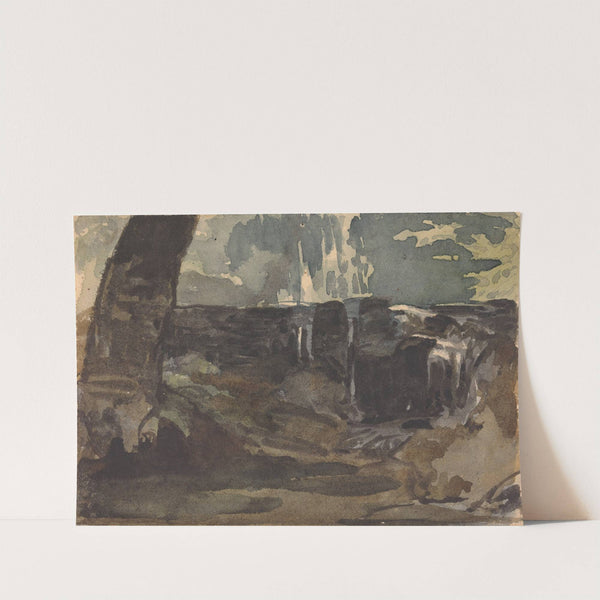 Rocky Landscape, Large Tree Trunk in Foreground by Thomas Sully