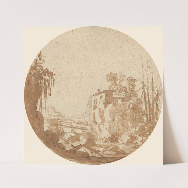 Rocky Landscape With a Bridge and a House by Charles Cornelisz. de Hooch