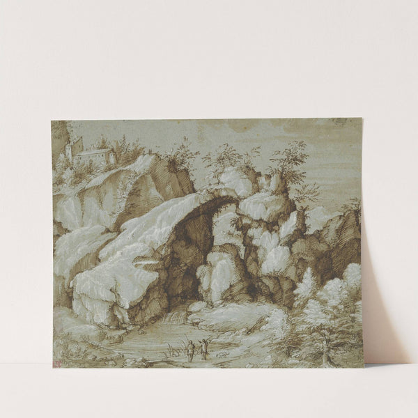 Rocky Landscape with a Natural Arch (c. 1575) by Gherardo Cibo