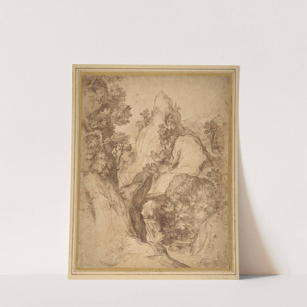 Rocky Landscape with a Waterfall by Girolamo Muziano