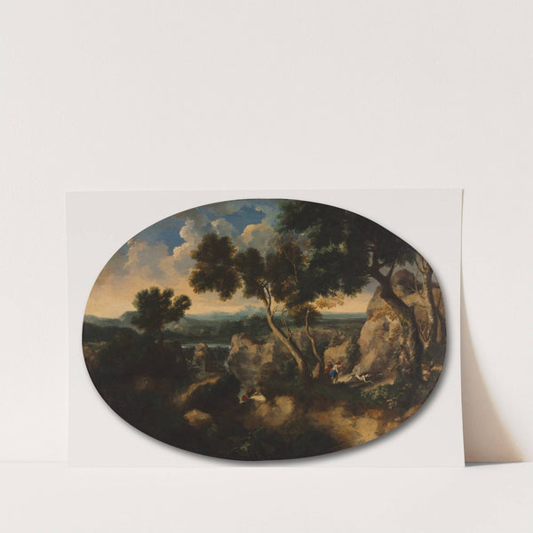 Rocky Landscape with Hunters by Gaspard Dughet