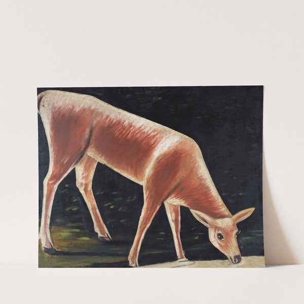 Roe deer drinking from a stream by Niko Pirosmani