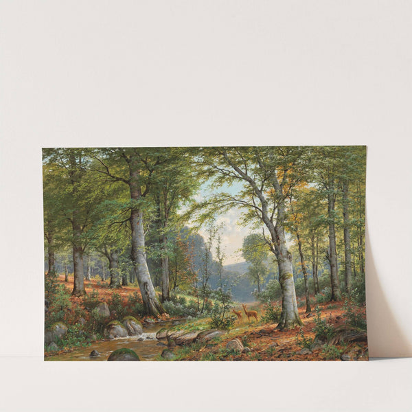 Roe Deer in an Idyllic Wooded Landscape by Jacobus Johannes van Poorten