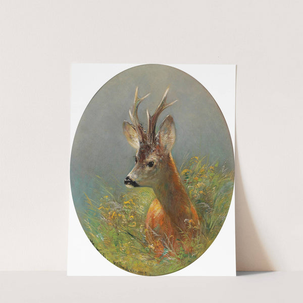 Roebuck Standing in the Tall Grass by Moritz Müller