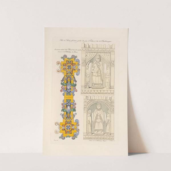 Roi et reine faisant partie de jeu d’échecs dit de Charlemagne; ornement extrait d’un missel du XIe. siècle. (1839) by Nicolas Xavier Willemin