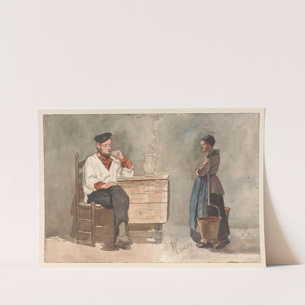 Rokende matroos, vrouw met juk en melkemmers by Hendrik Valkenburg