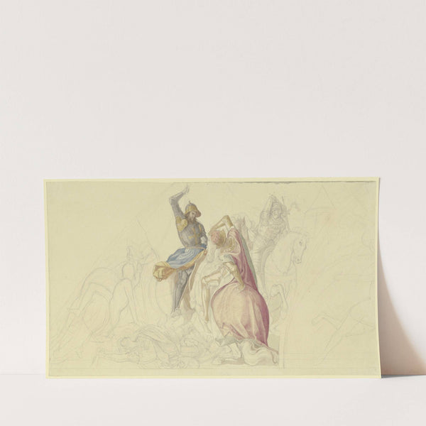 Roland erschlägt Agramant (ca 1822-1827) by Julius Schnorr Von Carolsfeld