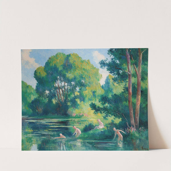 Rolleboise, baignade dans le petit bras de la Seine (1920) by Maximilien Luce