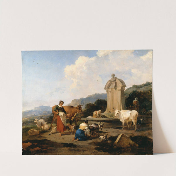Roman Fountain with Cattle and Figures (Le Midi) by Nicolaes Pietersz. Berchem