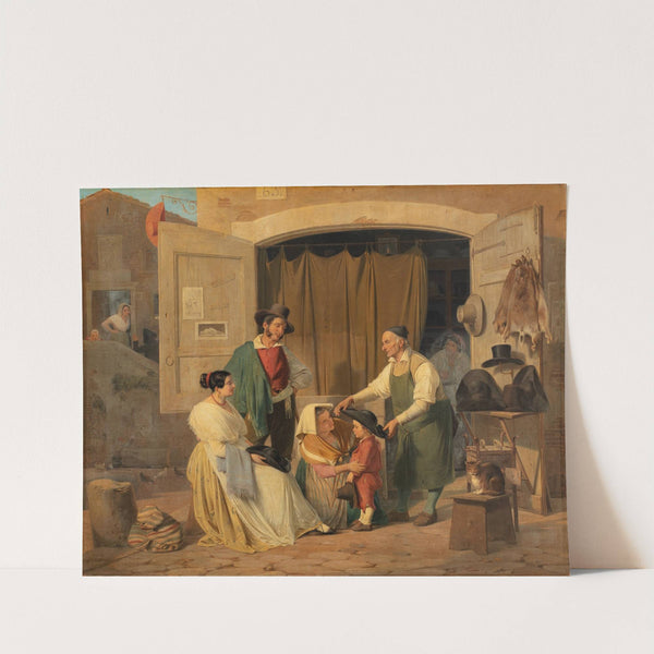 Roman Peasants Buying A Hat For Their Little Son, Who Is To Be An Abbate by Albert Küchler