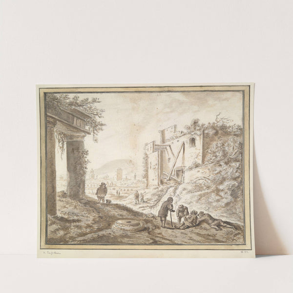 Roman Ruins with Peasants Resting by Herman Saftleven