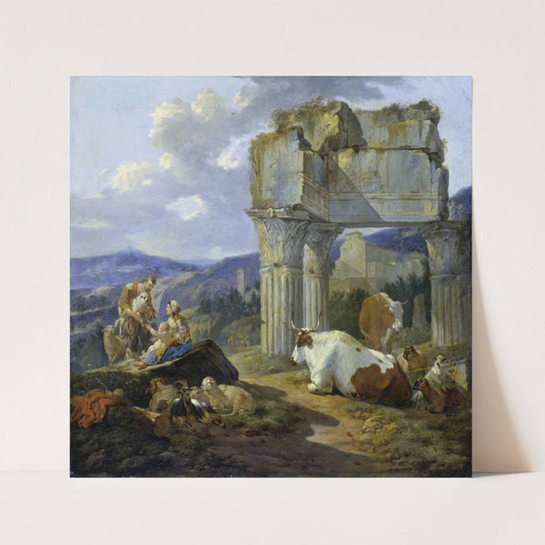 Roman Shepherd’s Family with their Flock (1674) by Johann Heinrich Roos
